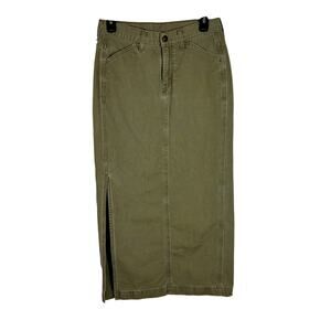 Levi's Surplus Olive Green Maxi Pencil Skirt Women's Size 2 Grunge Skater AS IS